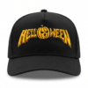 Gorra Helloween edición premium negra visera curva con panel liso y poderoso bordado 3D amarillo