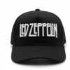 Gorra Led Zeppelin oficial negra visera curva con panel liso y poderoso bordado 3D en blanco