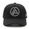 Gorra Linkin Park oficial negra visera curva con panel liso y poderoso bordado 3D en gris