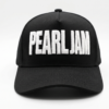 Gorra Pearl Jam oficial negra visera curva con panel liso y poderoso bordado 3D en blanco
