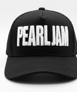 Gorra Pearl Jam oficial negra visera curva con panel liso y poderoso bordado 3D en blanco